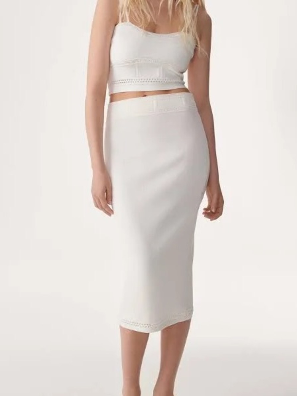 BA&sh saturne midi skirt NWT SZ XS white stretchy pull on